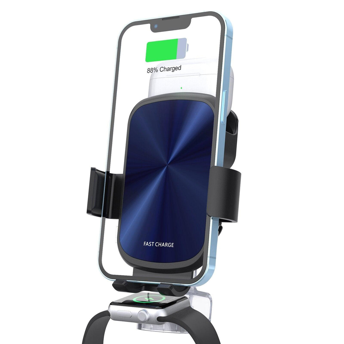 3 in 1 Wireless Car Charger for iPhone AirPods & Apple Watch