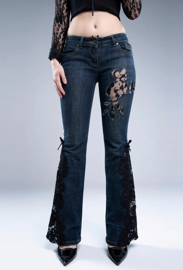 Midnight Lace Flare Stretch Jeans