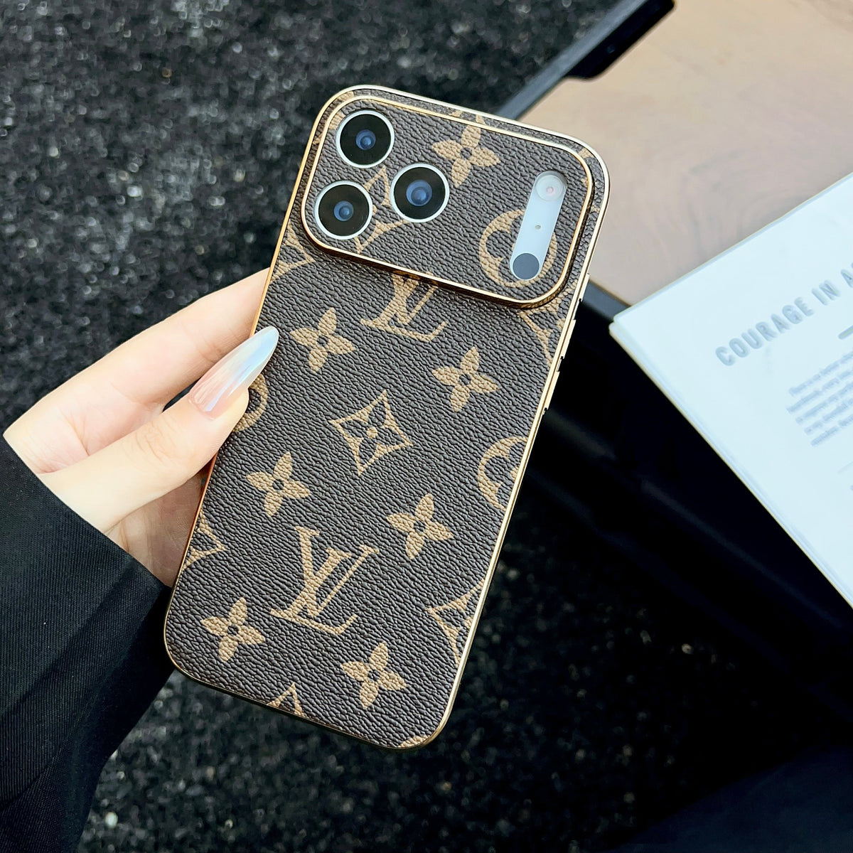 The Gold Edit - Luxury Monogram Leather iPhone Case