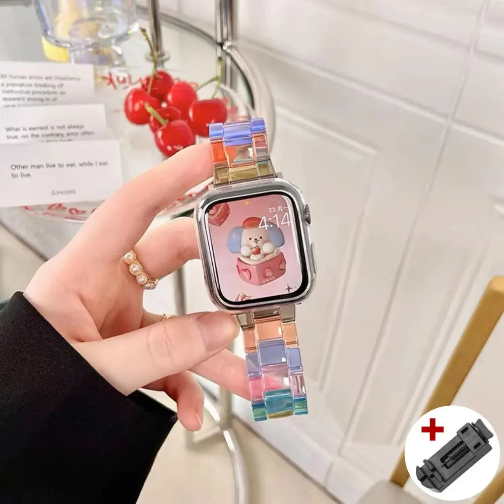 Resin Rainbow Strap for Apple Watch Series