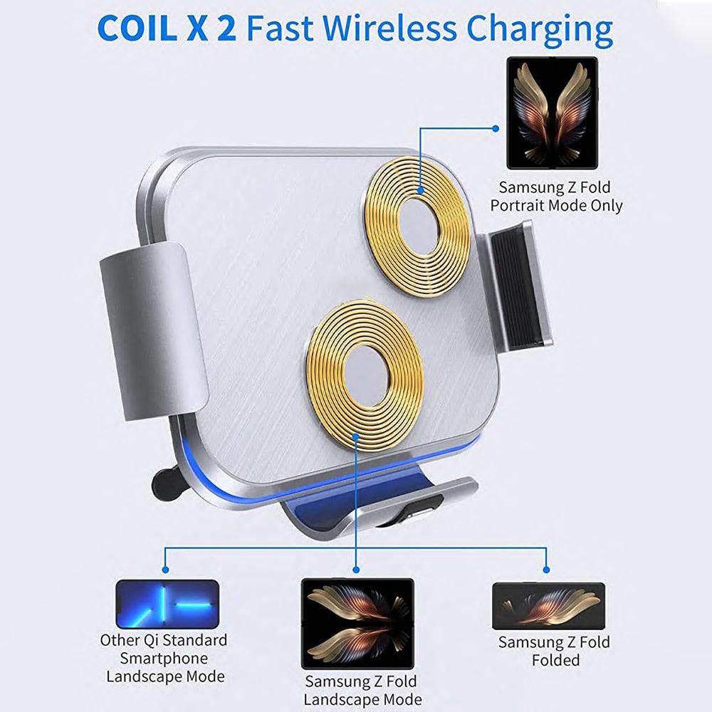 Dual-Coil Wireless Car fast Charger for Galaxy Z Fold 5