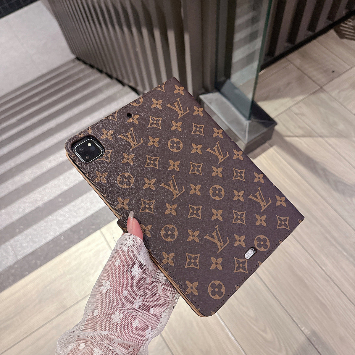 Luxury Monogram Leather iPad Case | Flip Folio + Kickstand + Card Slots