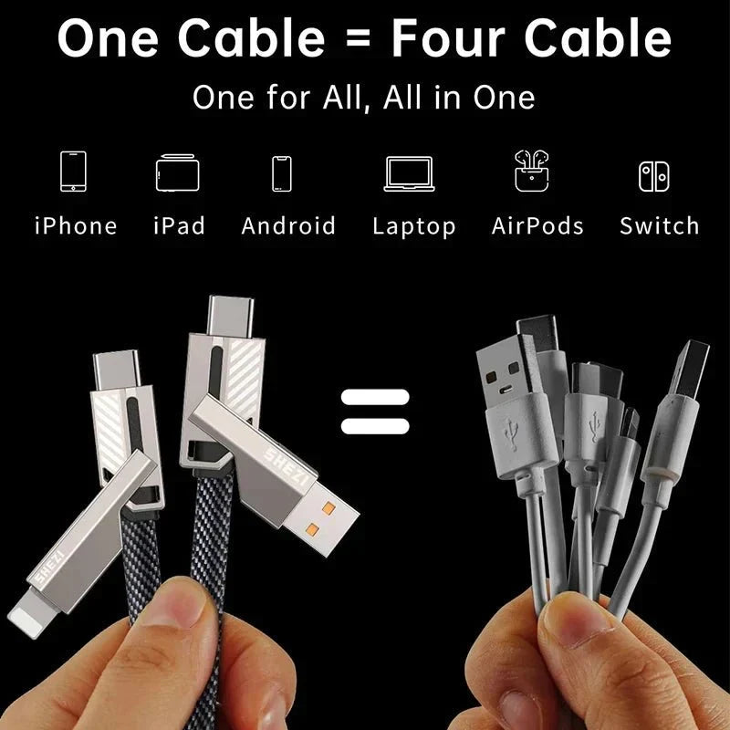 4-in-1 USB C Lightning Cable (2M): Fast Charging & Data Sync