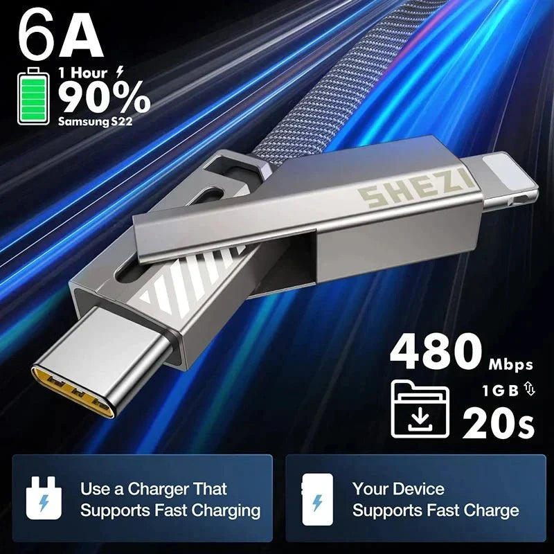 4-in-1 USB C Lightning Cable (2M): Fast Charging & Data Sync