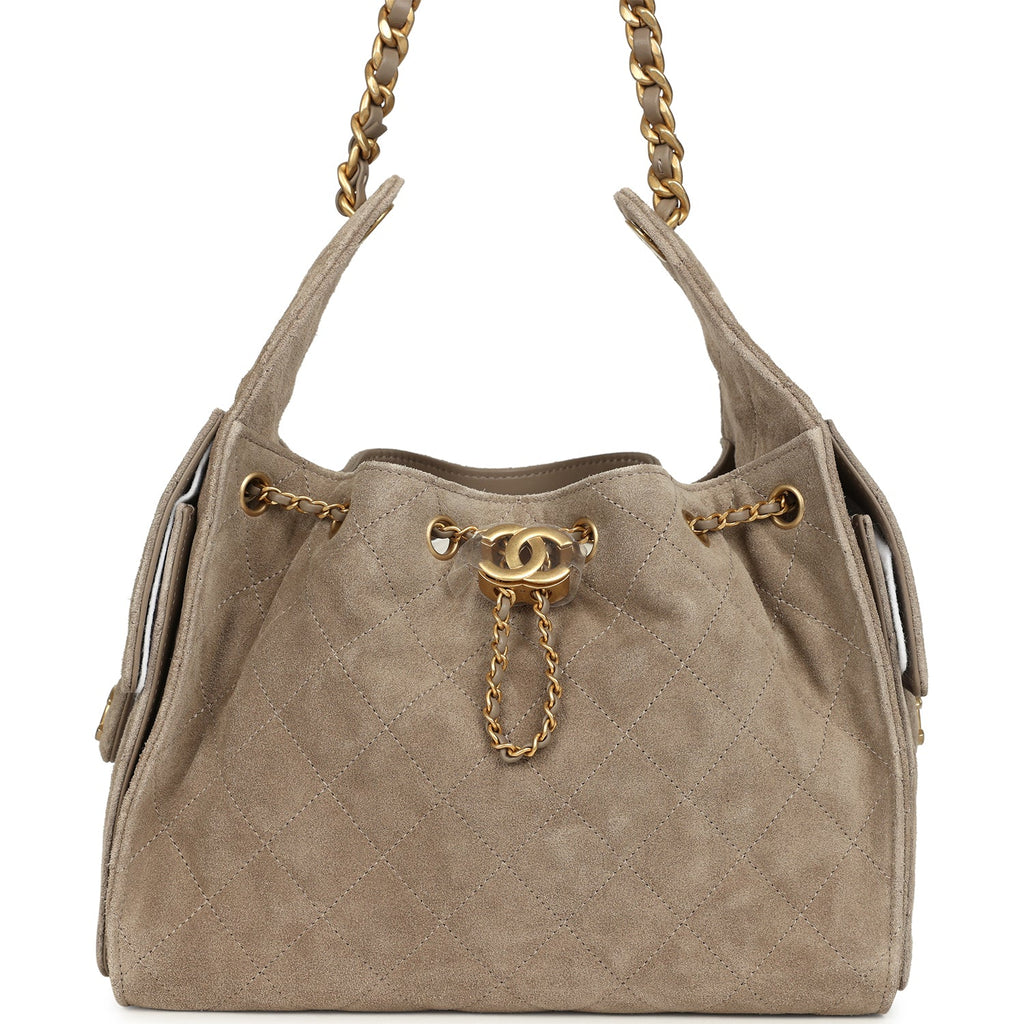 Chanel Small 25 Hobo Bag Grey Suede