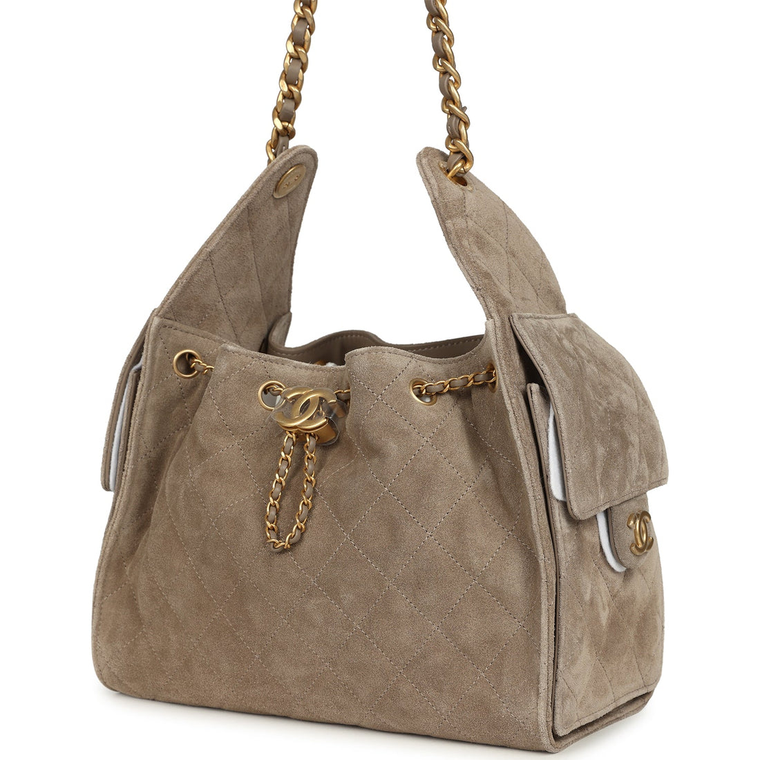 Chanel Small 25 Hobo Bag Grey Suede
