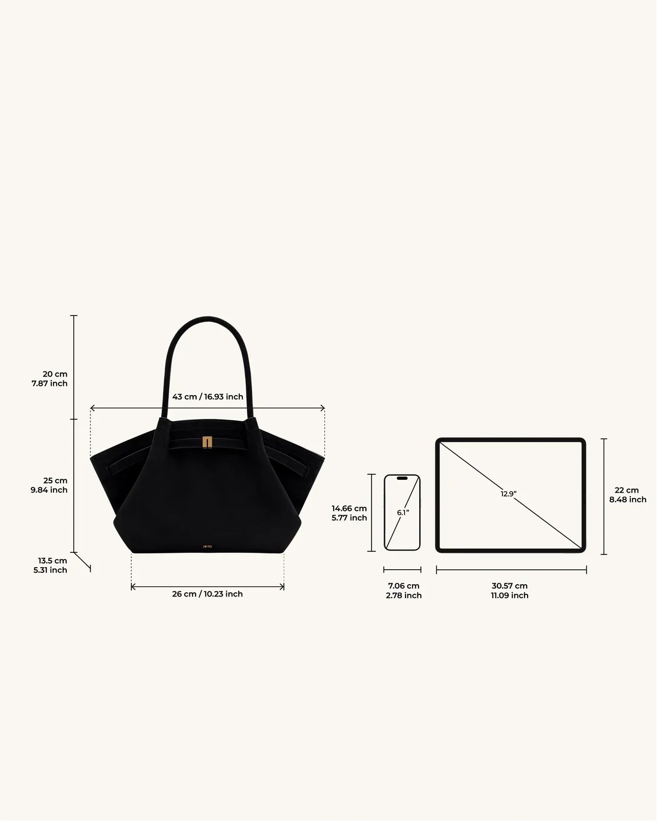JW PEI - Hana Medium Faux Suede Tote Bag - Black