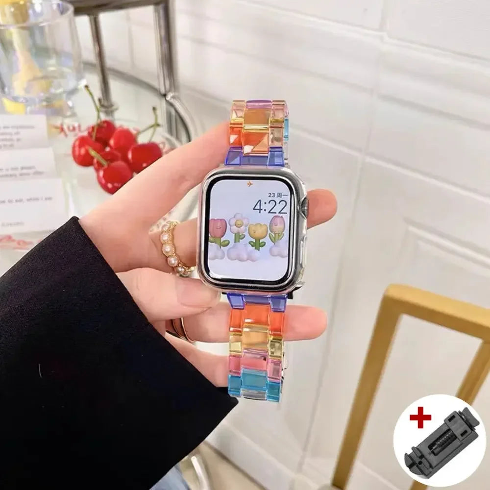 Resin Rainbow Strap for Apple Watch Series