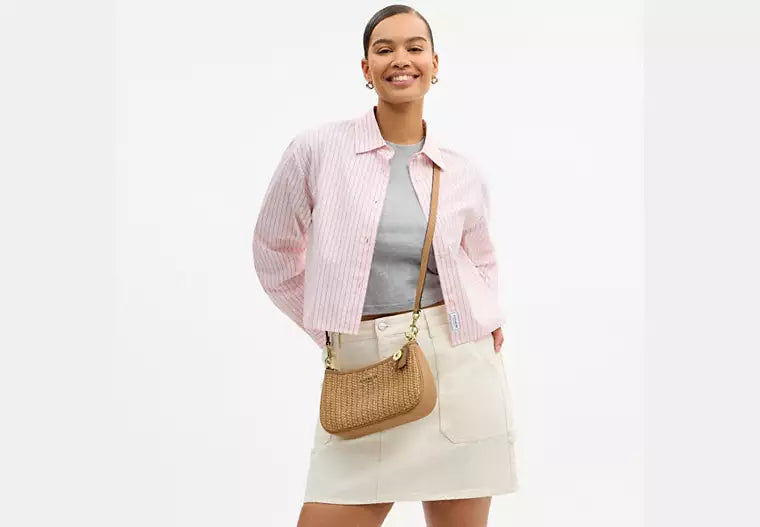 Coach - Straw Teri Shoulder Bag With Charm