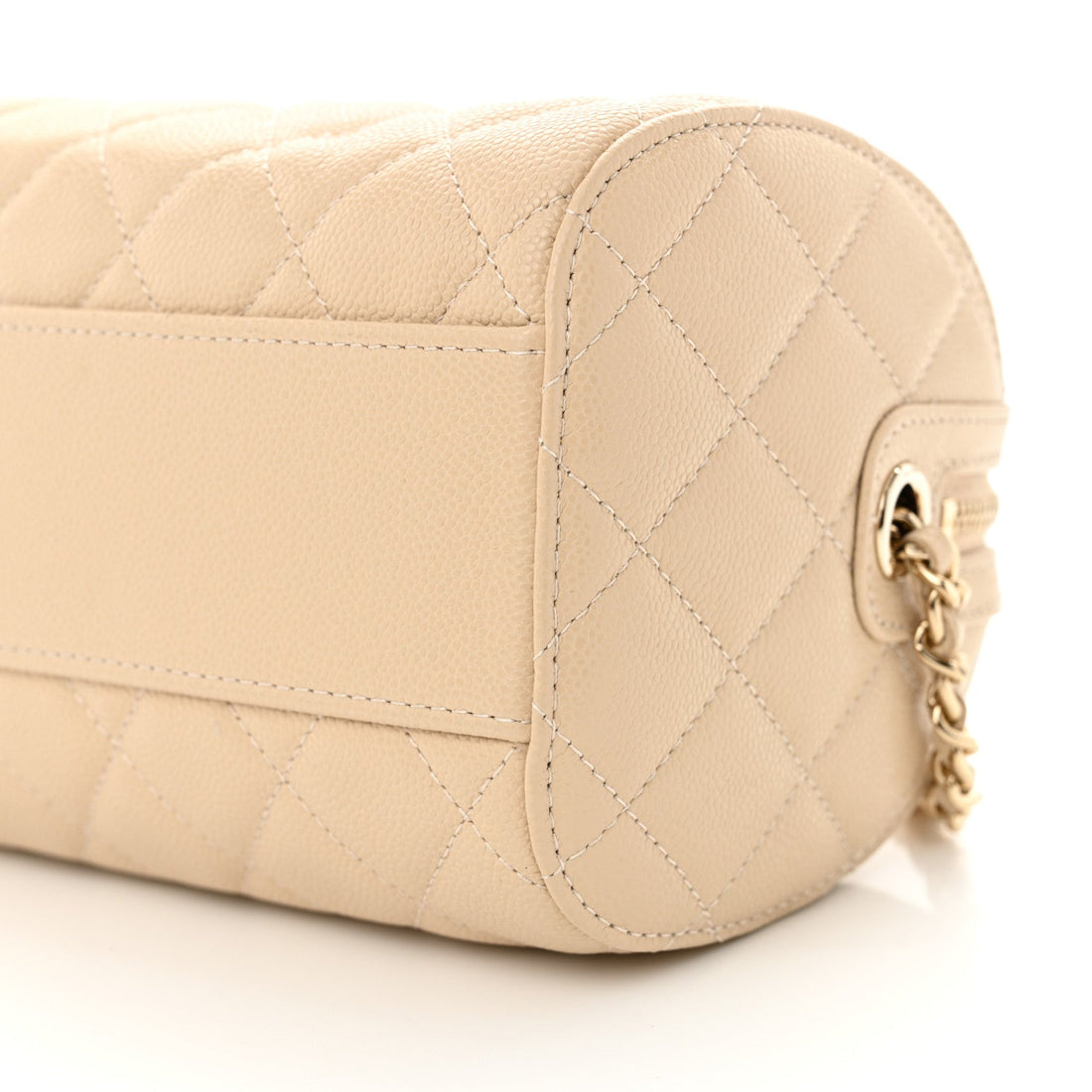 Chanel Caviar Quilted Mini Bowling Bag Beige