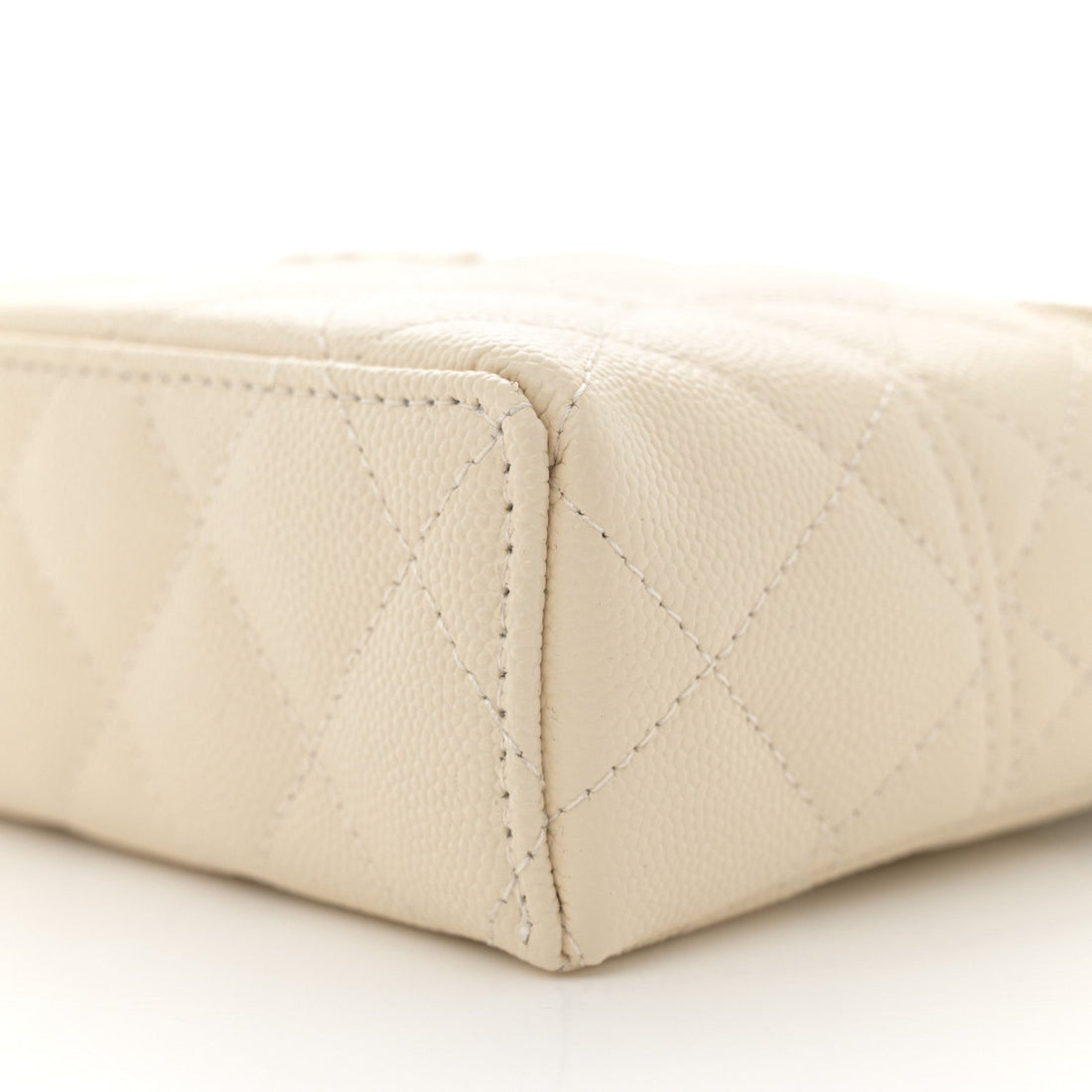 Chanel Caviar Quilted Handle Slim Vanity Ecru