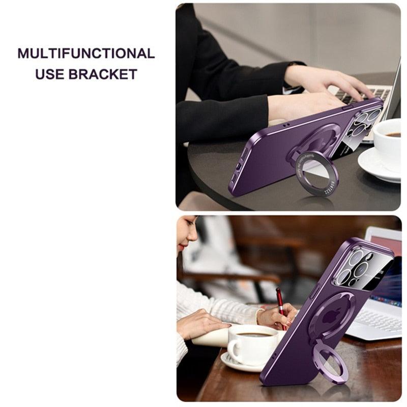 Large Window Folding Stand Holder Magsafe Case for iPhone